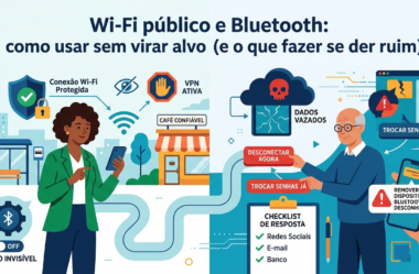Wi‑Fi público e Bluetooth: como usar sem virar alvo (e o que fazer se der ruim)